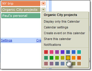 Calendar color options