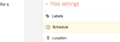 The Schedule option under Post Settings