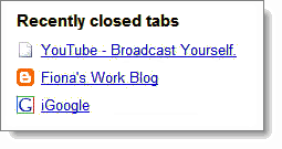 recently closed tabs
