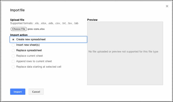 import dialog