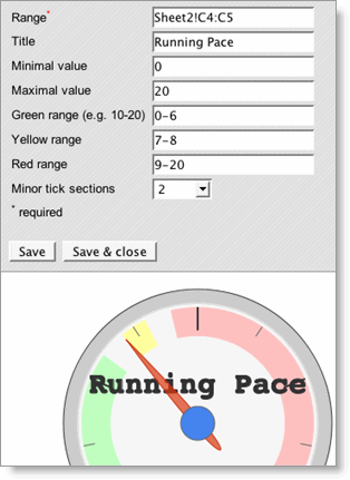 Gauge Gadget in a spreadsheet