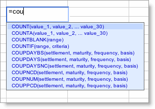 auto-complete values from spreadsheet data
