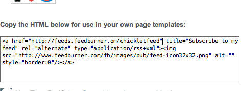 Chicklet html code from FeedBurner