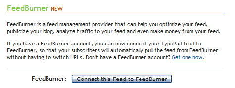 Connect TypePad feed to FeedBurner