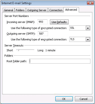 Internet E-mail Settings - Advanced