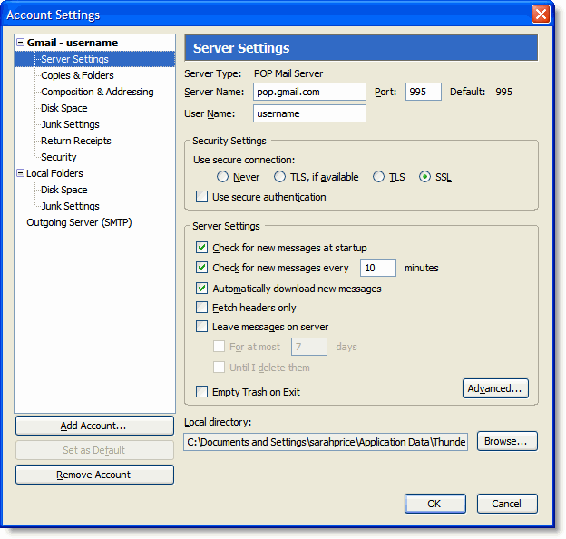 Account Settings - Verify information