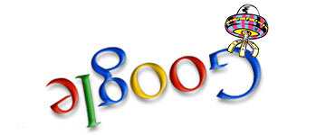 Google logo abducted by alients in UFO - Google Doodle by Ian D. Marsden