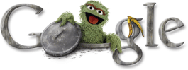 Google Doodle 40th Anniversary of Sesame Street - Oscar the Grouch
