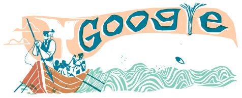 Google Doodle 161st Anniversary of Moby Dick's First Publishing