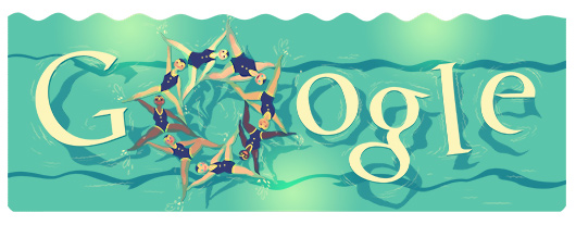 Google Doodle Londýn 2012: Synchronizované plavání