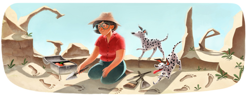 جوجل يحتفل بذكرى ميلاد العالمه ماري ليكي Mary Leakey-مناسبات قوقل 2013 