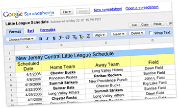  google spreadsheets 