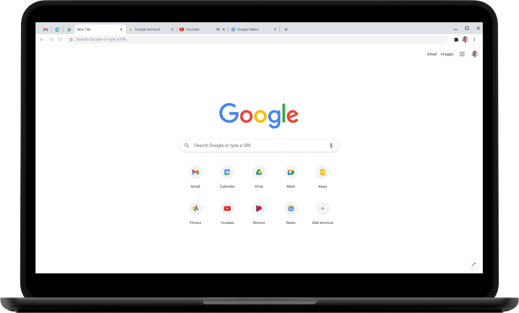 Google chrome homepage shortcuts