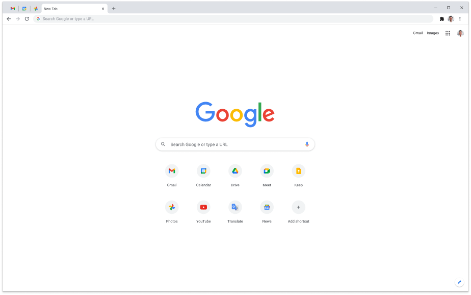Ноутбук, на экране которого отображается главная страница сайта google.com.
