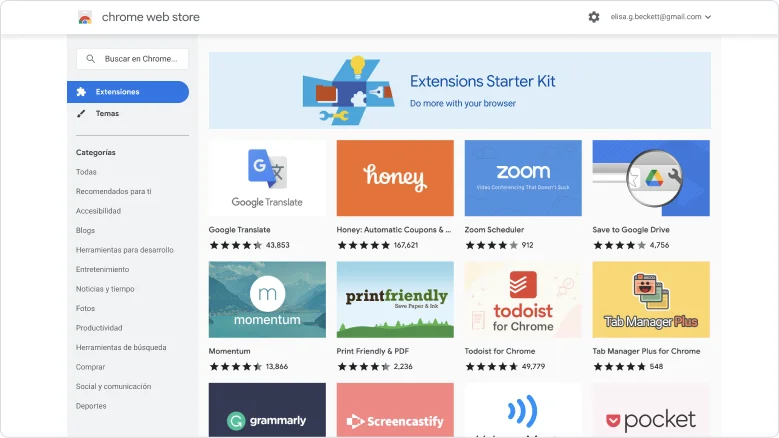 Página principal de Extensions Starter Kit