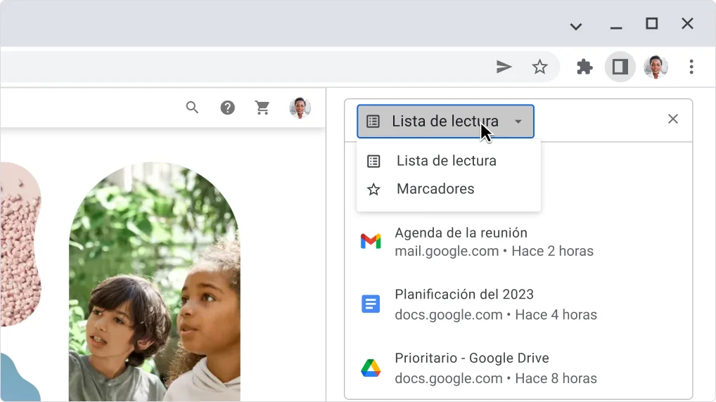 Panel lateral desplegado donde se muestra la lista de lectura