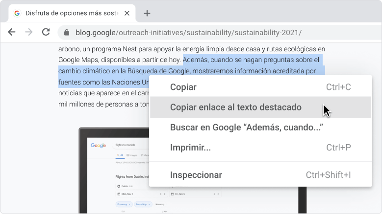 Interfaz de usuario del navegador Chrome mostrando una búsqueda de pestaña para la palabra 