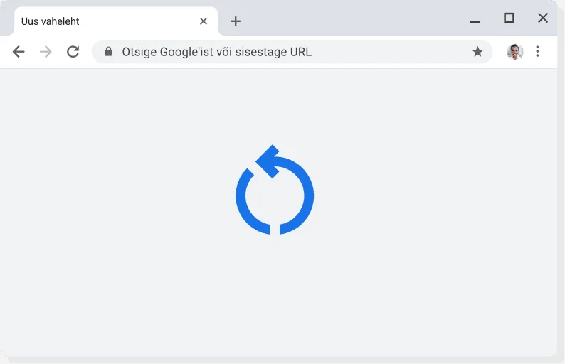 Chrome’i kasutajaliides koos värskenduse rakendamise ikooniga