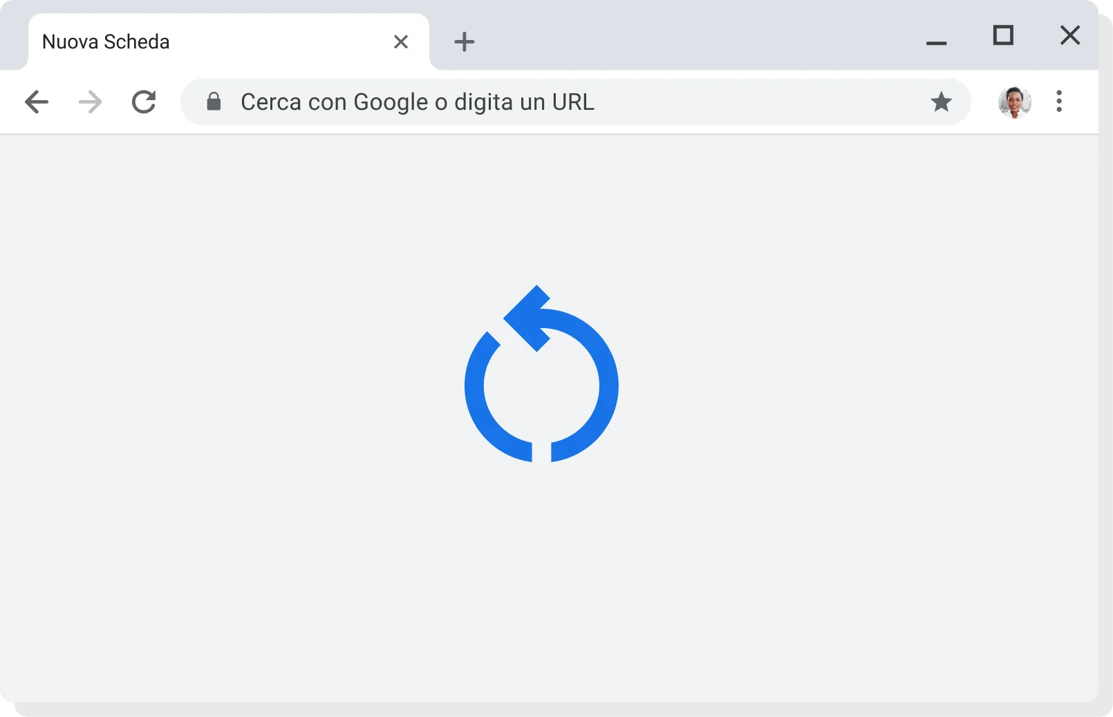 UI di Chrome con icona di applicazione dell'aggiornamento