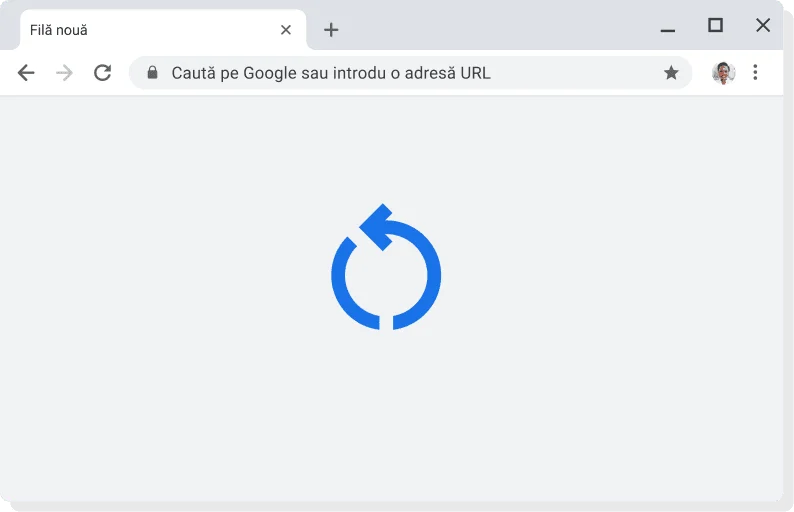 IU Chrome cu pictograma de aplicare a unei actualizări