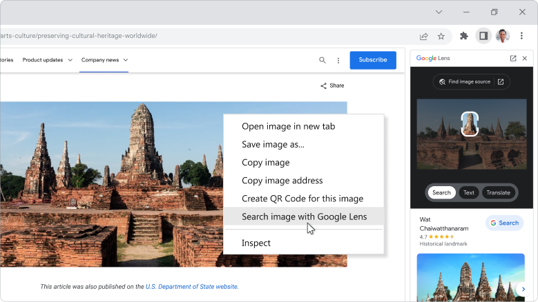 Find out more about an image with Google Lens