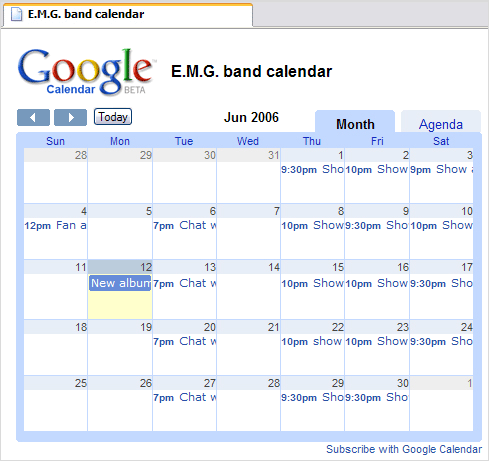 Google Calendar für Webseiten