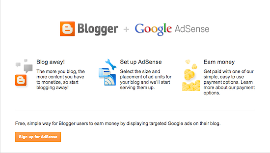 AdSense overview page with orange button