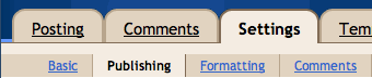 Settings to Publishing