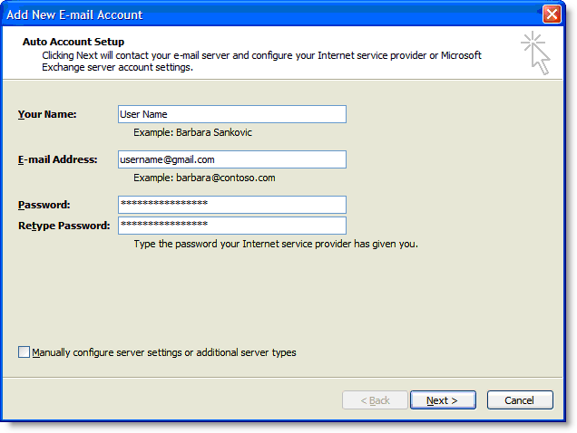 Settings gmail outlook for Set up
