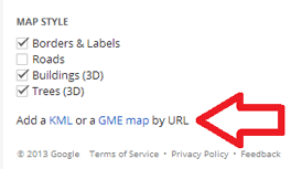 the map overlay options