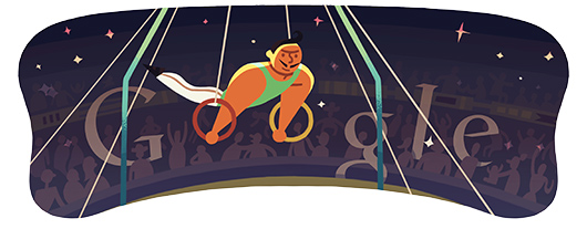 Google Doodle Londýn 2012: Gymnastika: Kruhy