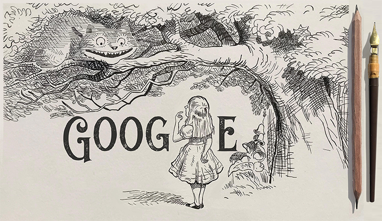 纪念John Tenniel 二百周年诞辰的Google Doodle