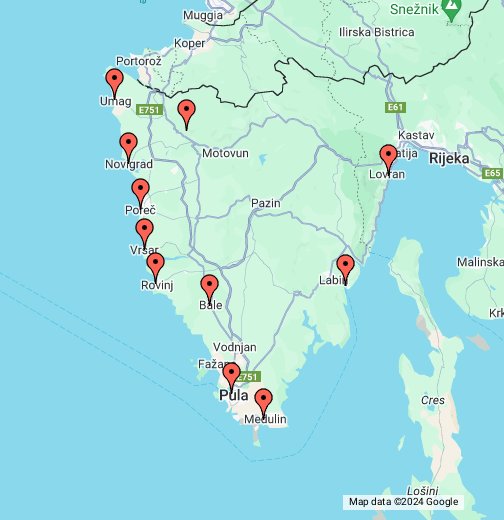 istrie mapa Istrie – Moje mapy Google istrie mapa