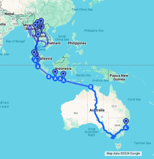 Australia & South East Asia - Google My Maps