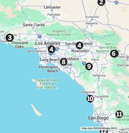 Southern California outlet shopping centers - Google My Maps