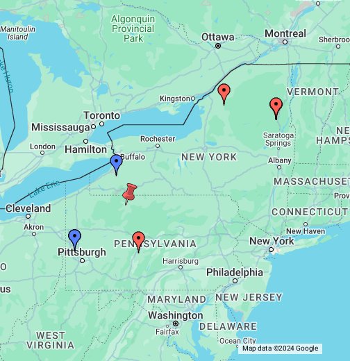 Map Of New York And Pennsylvania Selected New York and Pennsylvania Natural Arches   Google My Maps
