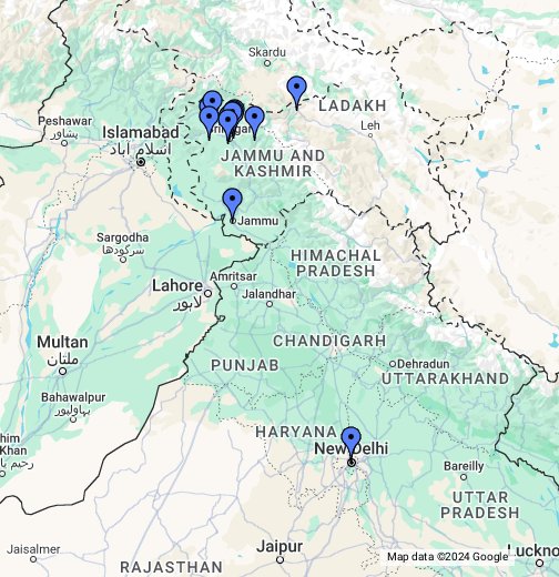 kashmir tourist map distance