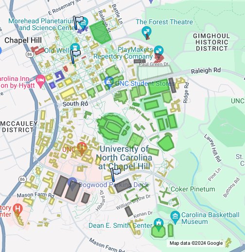 map of unc campus Unc Chapel Hill Google My Maps map of unc campus