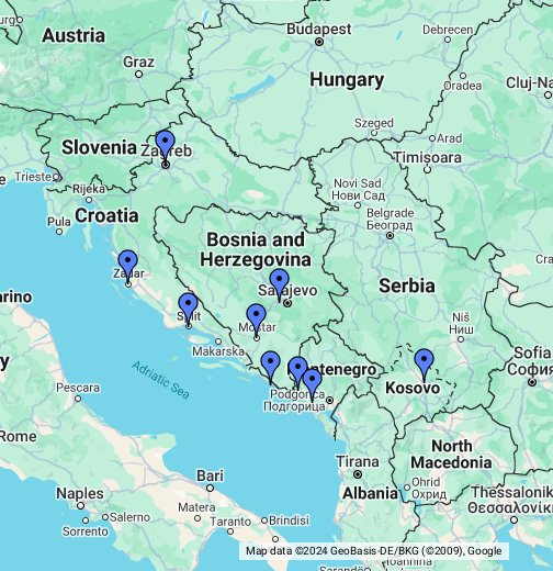 bosnia and croatia map Croatia Bosnia Montenegro Kosovo Google My Maps bosnia and croatia map