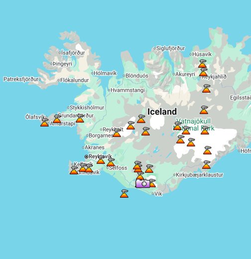 Iceland On A World Map Iceland Volcanoes   Google My Maps