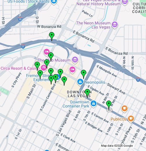 Map Of Downtown Las Vegas Downtown Las Vegas Casinos Directory - Google My Maps