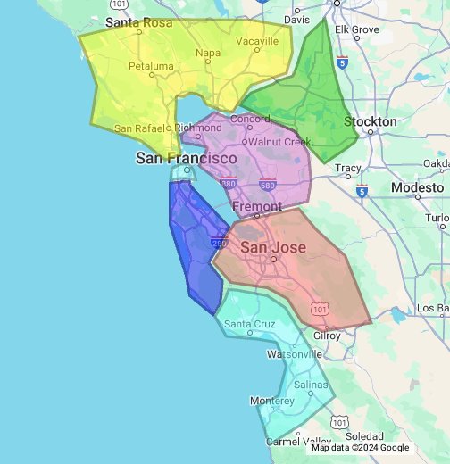 map of sf peninsula San Francisco Bay Area Region Google My Maps map of sf peninsula