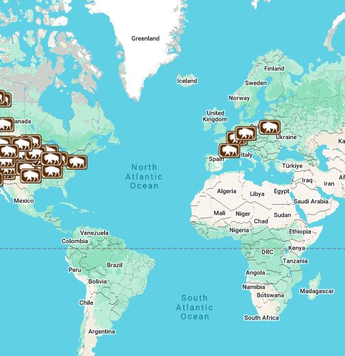 grænse Besøg bedsteforældre Flytte AnimalTourism.com : Bison & Buffalo - Google My Maps