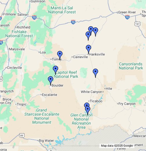 Map Of Central Utah South Central Utah National Parks - Google My Maps