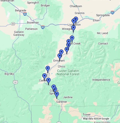 Yellowstone River Access Map Yellowstone River Fishing Access, Montana   Google My Maps