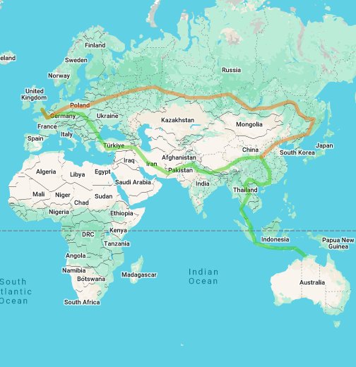 London To Australia - Google My Maps
