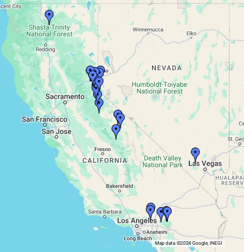 ski resort in california map California Ski Areas Google My Maps ski resort in california map