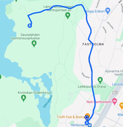 Kävelyreittiohjeet päätepisteenä Fastholma - Google My Maps