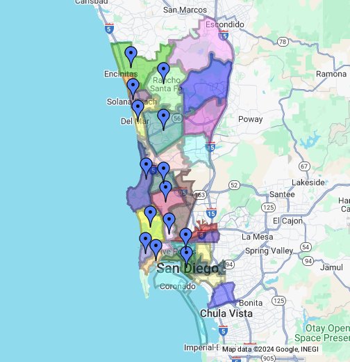 San Diego Neighborhood And The Surrounding Area Boundary Map