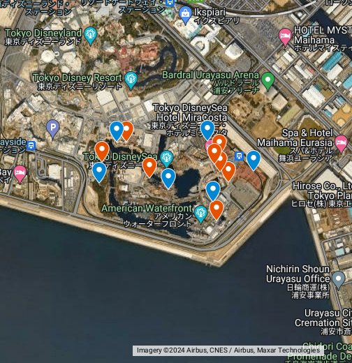 東京ディズニーシーの喫煙所 販売店 Google My Maps